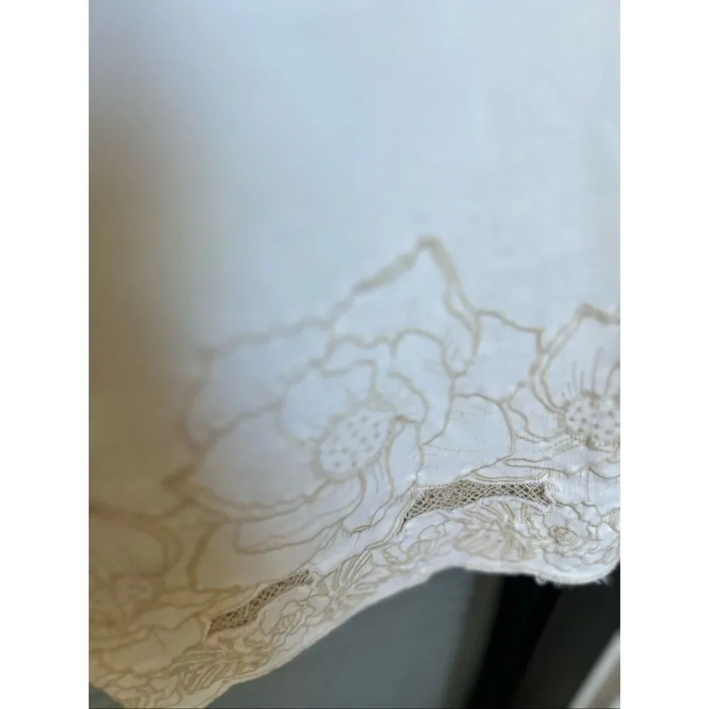 Soft Surroundings The Ultimate Wide Leg Crop Jeans Embroidered Ivory 6